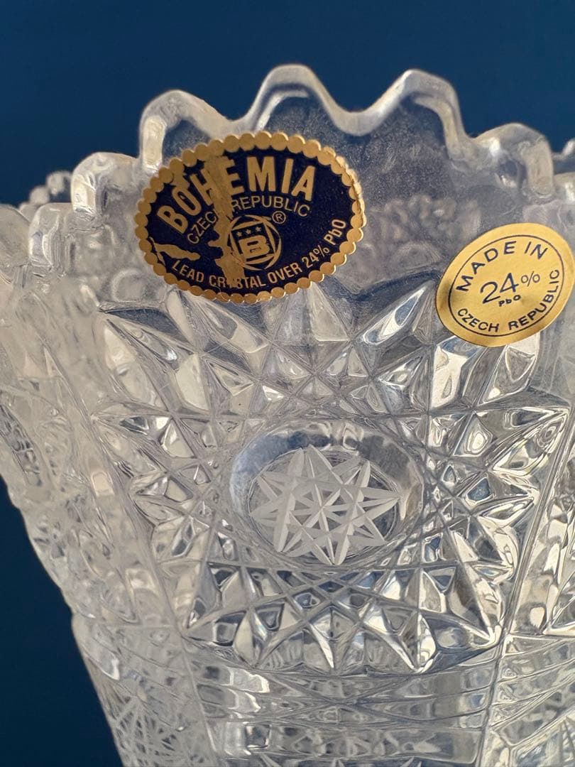 ボヘミア製 鉛クリスタル フラワーベース