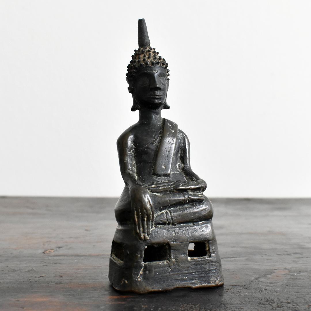 東南アジア ラオス18世紀頃 ランサーン王朝期 青銅仏像 /金銅仏 ブッダ 古銅