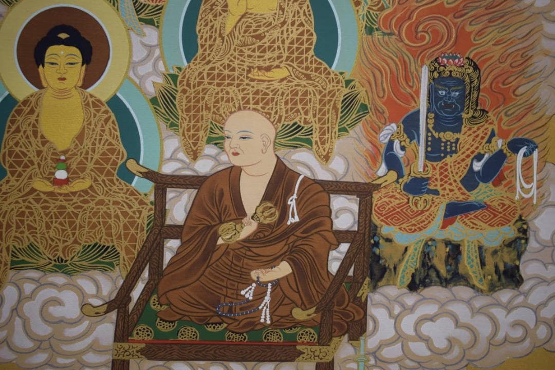 真作/国井道成/國井道成/十三佛図/十三佛大師像/桐共箱付/布袋屋掛軸HJ-22