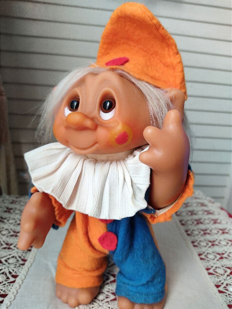 デンマーク　トロール人形　昭和レトロ　 妖精  ぬいぐるみ　小人　ピエロ　　北欧