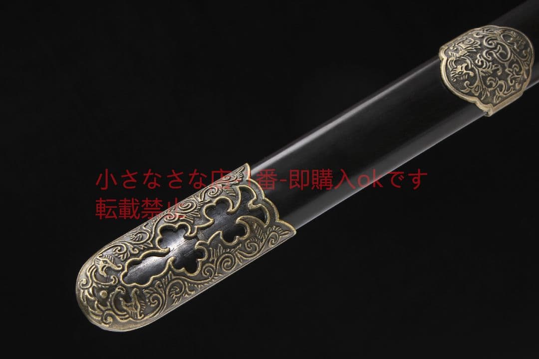 乾隆佩剣二級黒檀百錬模様鋼  古兵器 武具　刀装具　日本刀　模造刀 居合刀