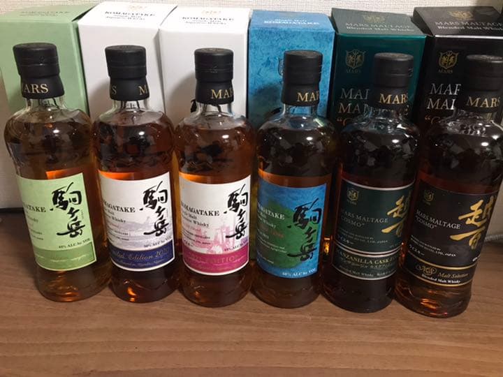 マルスウイスキー 駒ヶ岳各種リミテッドエディション4本、越百（コスモ）2本