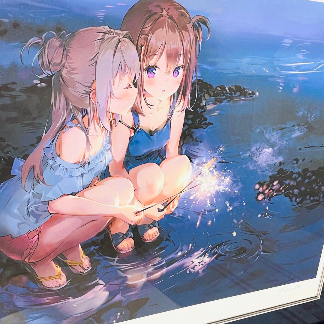 Anmi 「真夏の夜の花火」 アールビバン 版画 ミクスドメディア