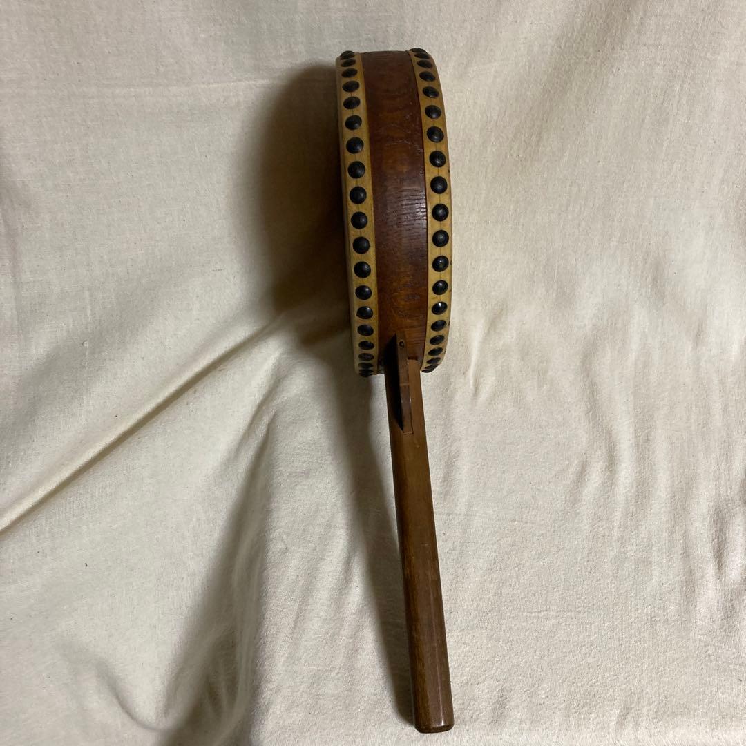 片手 太鼓 レトロ うちわ太鼓 両面たいこ