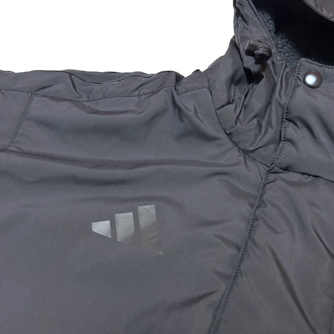 新品　ADIDAS　Lサイズ　ロング ボアコート　ベンチコート　ブラック　タフタ