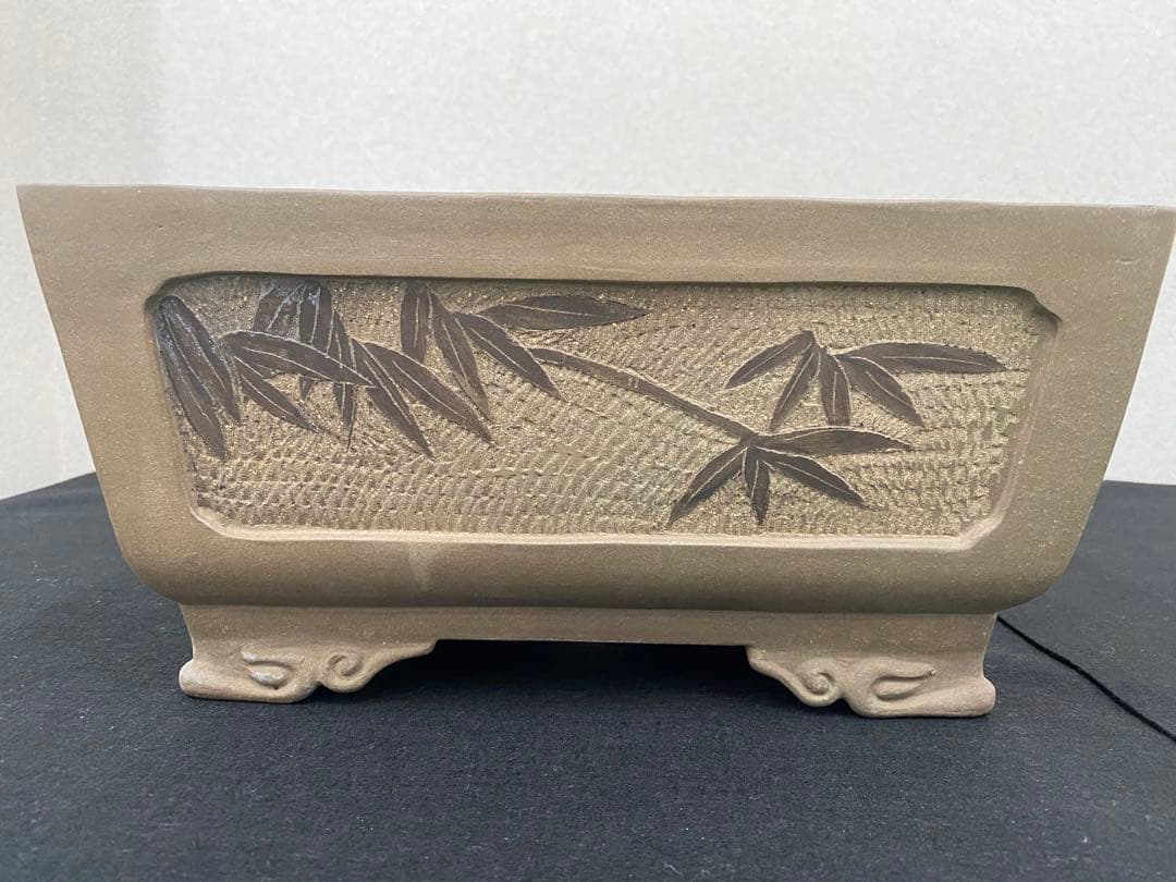 盆栽鉢　額面絵入盆栽鉢　長方鉢