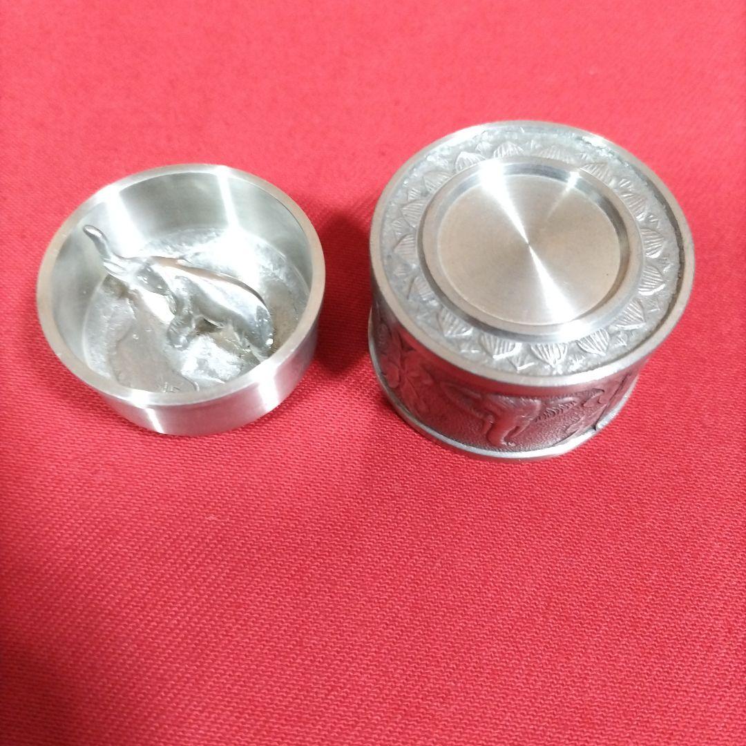 象の絵づくしの錫の茶入 茶心壺 煎茶道具 紅茶 烏龍茶