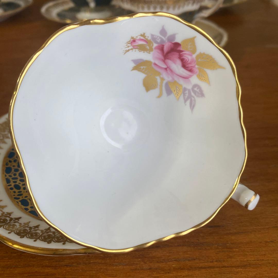 ハマースレイ ピンクローズ　ピーコック　金彩　4人用　コーヒーセット