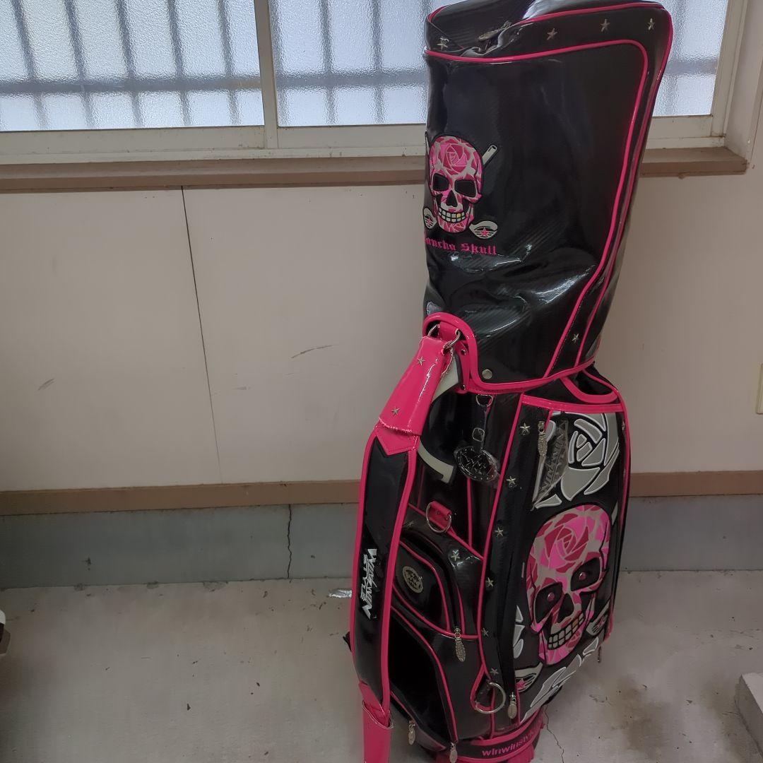 限定５０winwinstyle スカル ゴルフバッグ 黒/ピンク