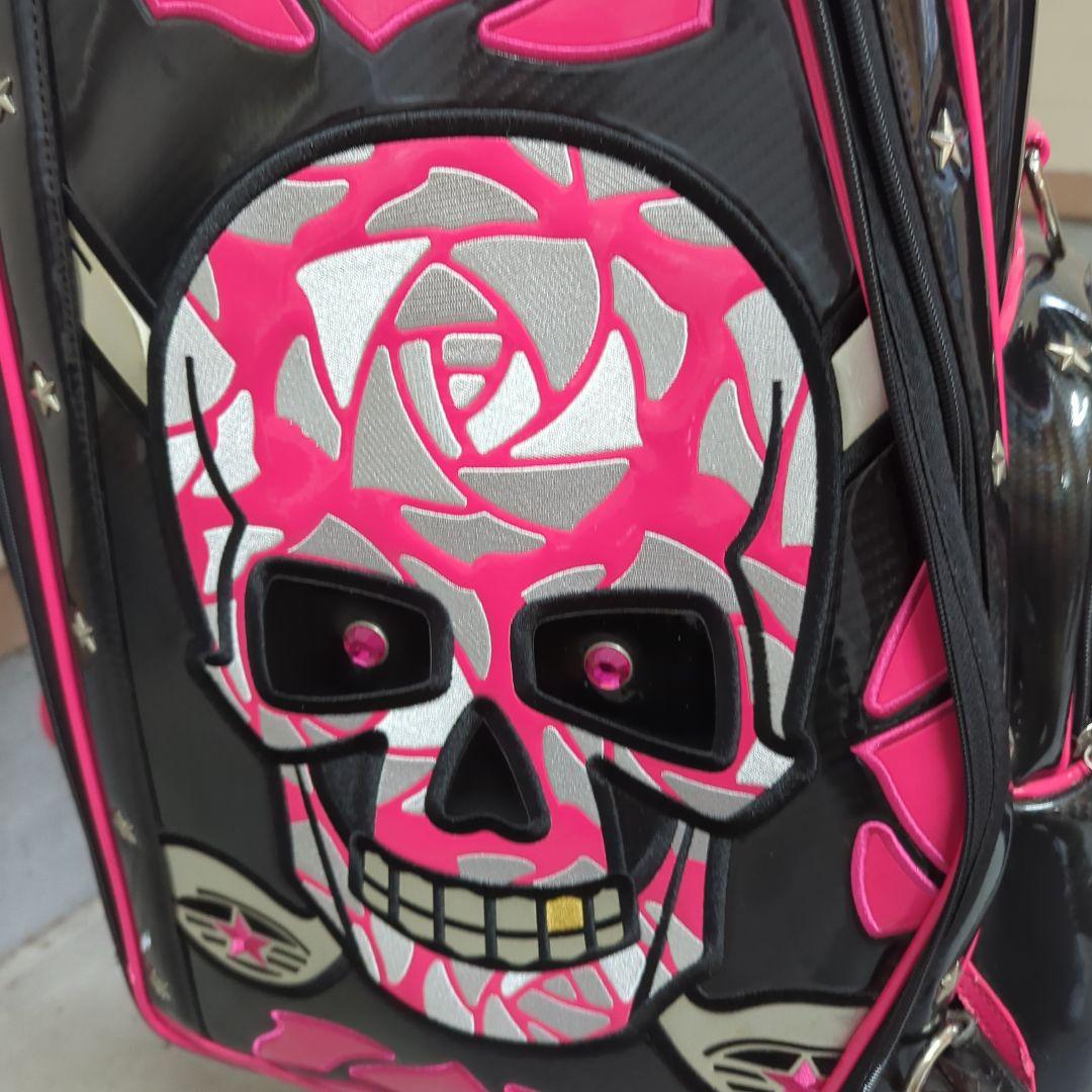 限定５０winwinstyle スカル ゴルフバッグ 黒/ピンク