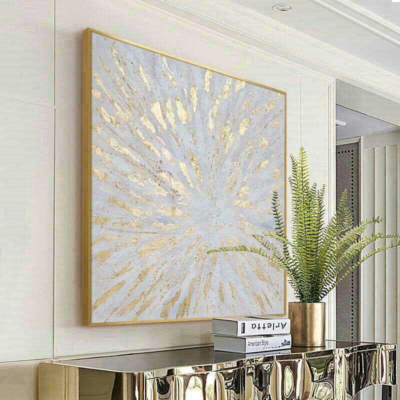 油絵を手で描いた、軽くて豪華な装飾画、抽象的な金箔画2