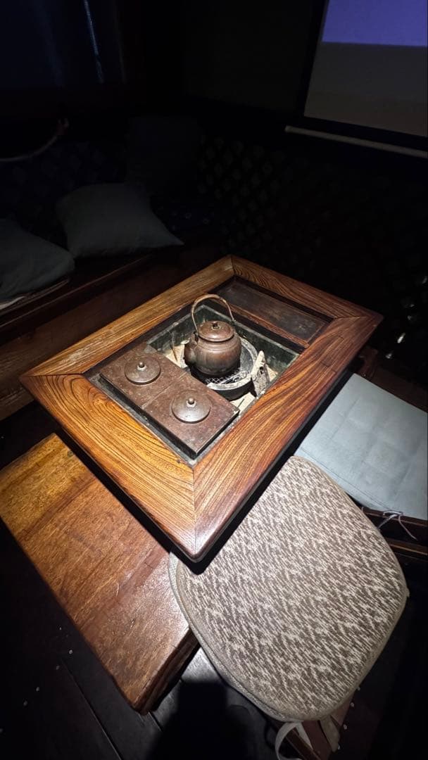 木製火鉢 やかん付き