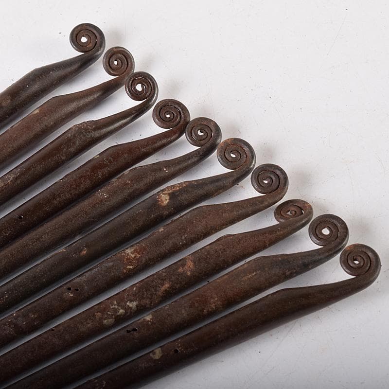 茶道具　釜師　木越三右衛門作　打出し　蕨頭　鉄火箸　五組　共箱　D　R8281