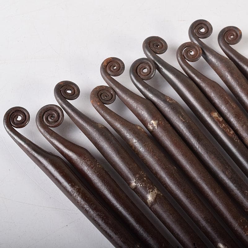 茶道具　釜師　木越三右衛門作　打出し　蕨頭　鉄火箸　五組　共箱　D　R8281