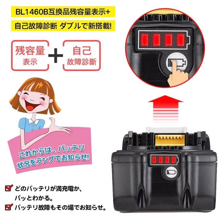 【24時間以内発送】商品マキタ14.4v6.0ah  互換バッテリー3個＋充電器