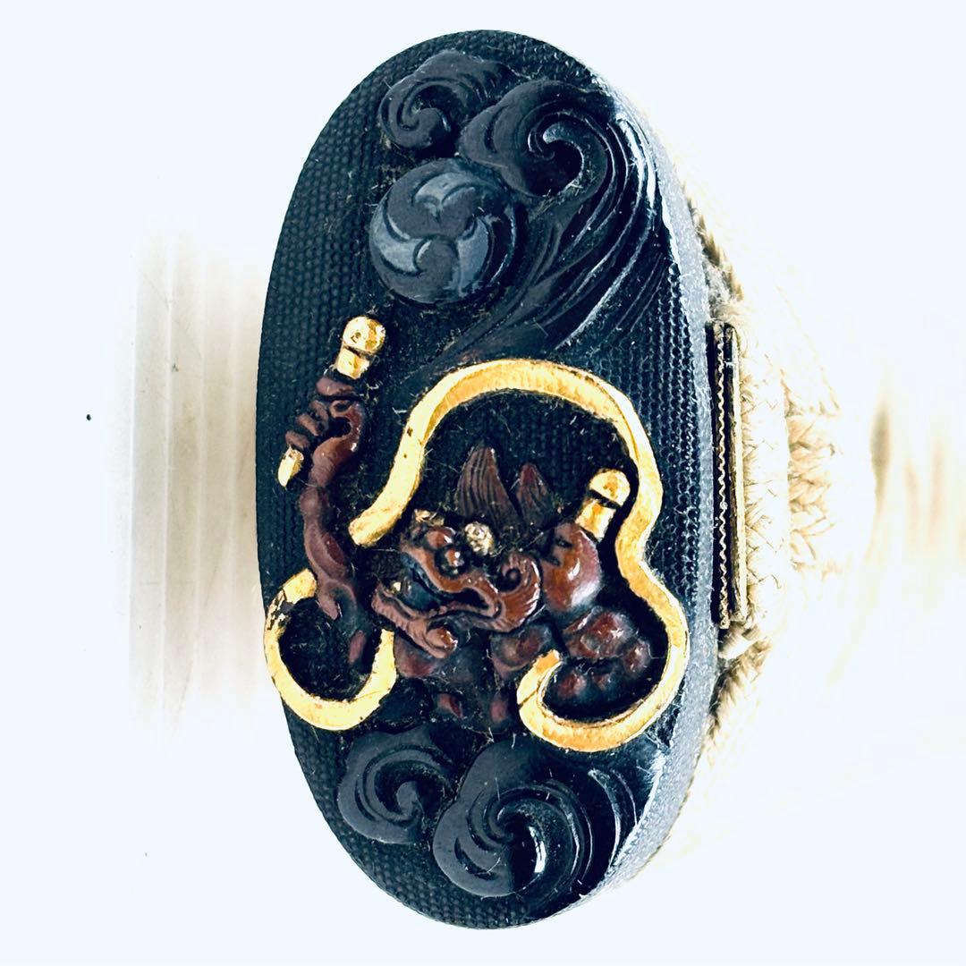 軍刀用　柄　縁頭　 風神　雷神　刀装具 武具 縁　戦時中　日本軍　軍隊　当時物