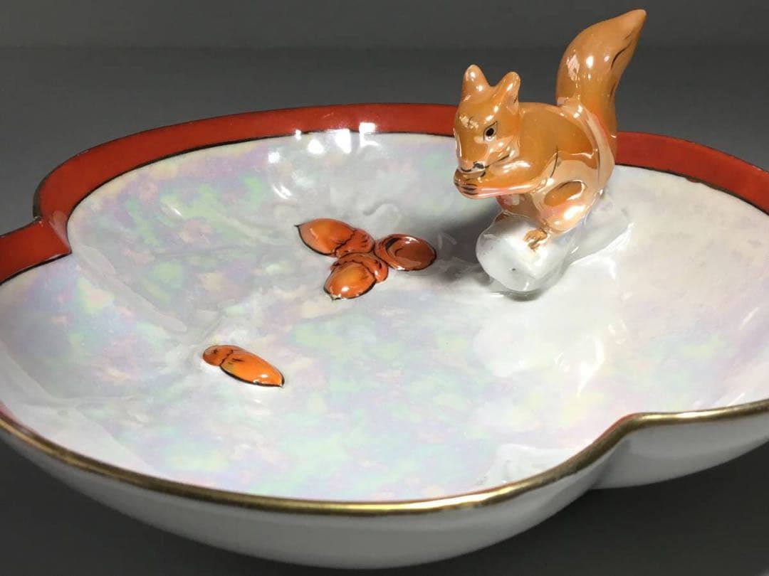 オールドノリタケ◆ドングリとリス◆ボウル 深皿 菓子皿 フィギュリン 森村