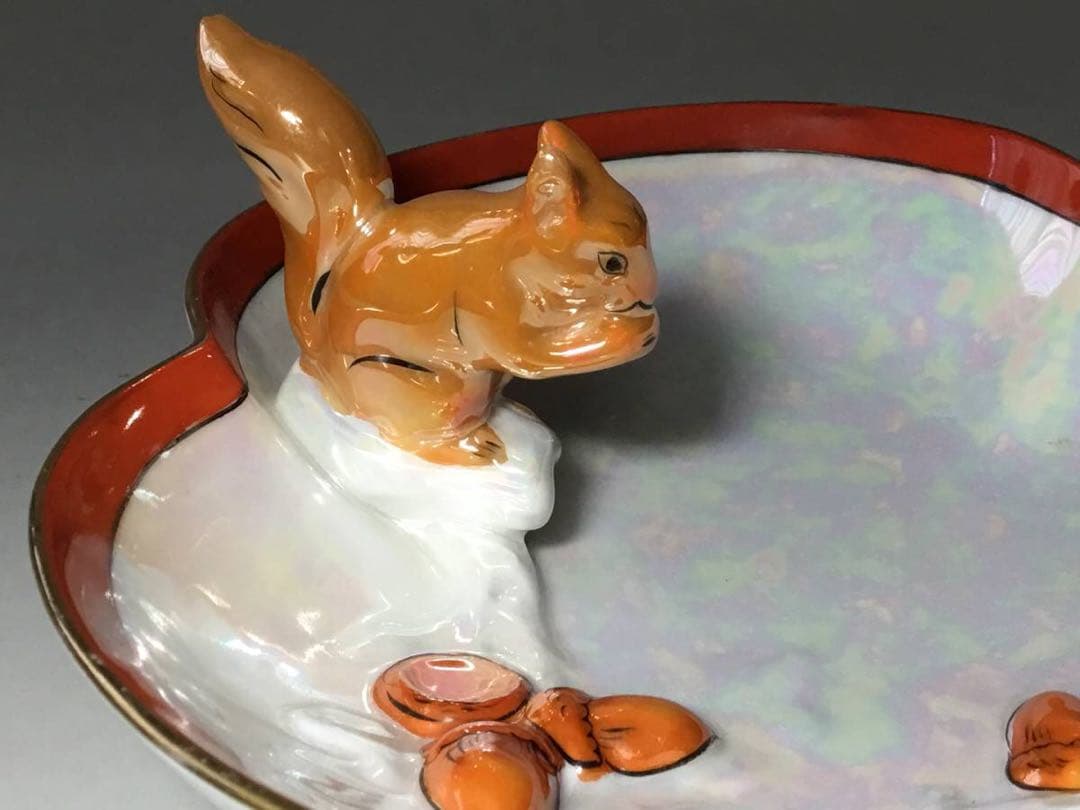 オールドノリタケ◆ドングリとリス◆ボウル 深皿 菓子皿 フィギュリン 森村