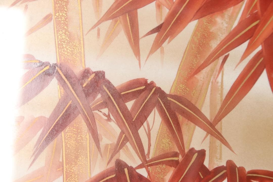 九谷焼 名人 龍仙　竹林　陶板 額装