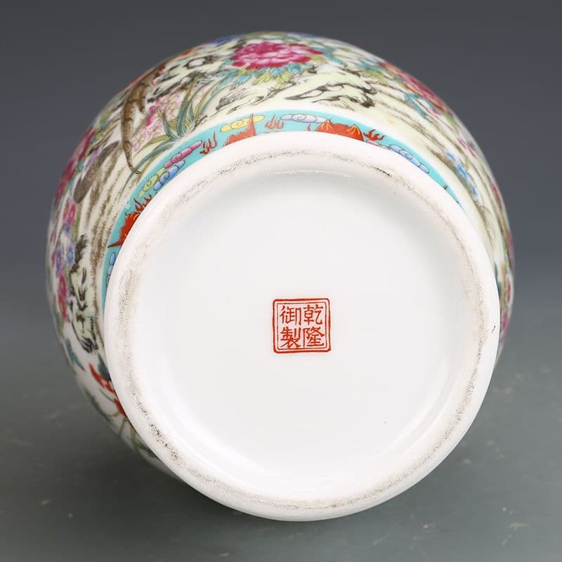 景徳鎮 陶磁花瓶 琺瑯粉彩花鳥賞瓶 装飾品 現代工芸品 美術品 置物