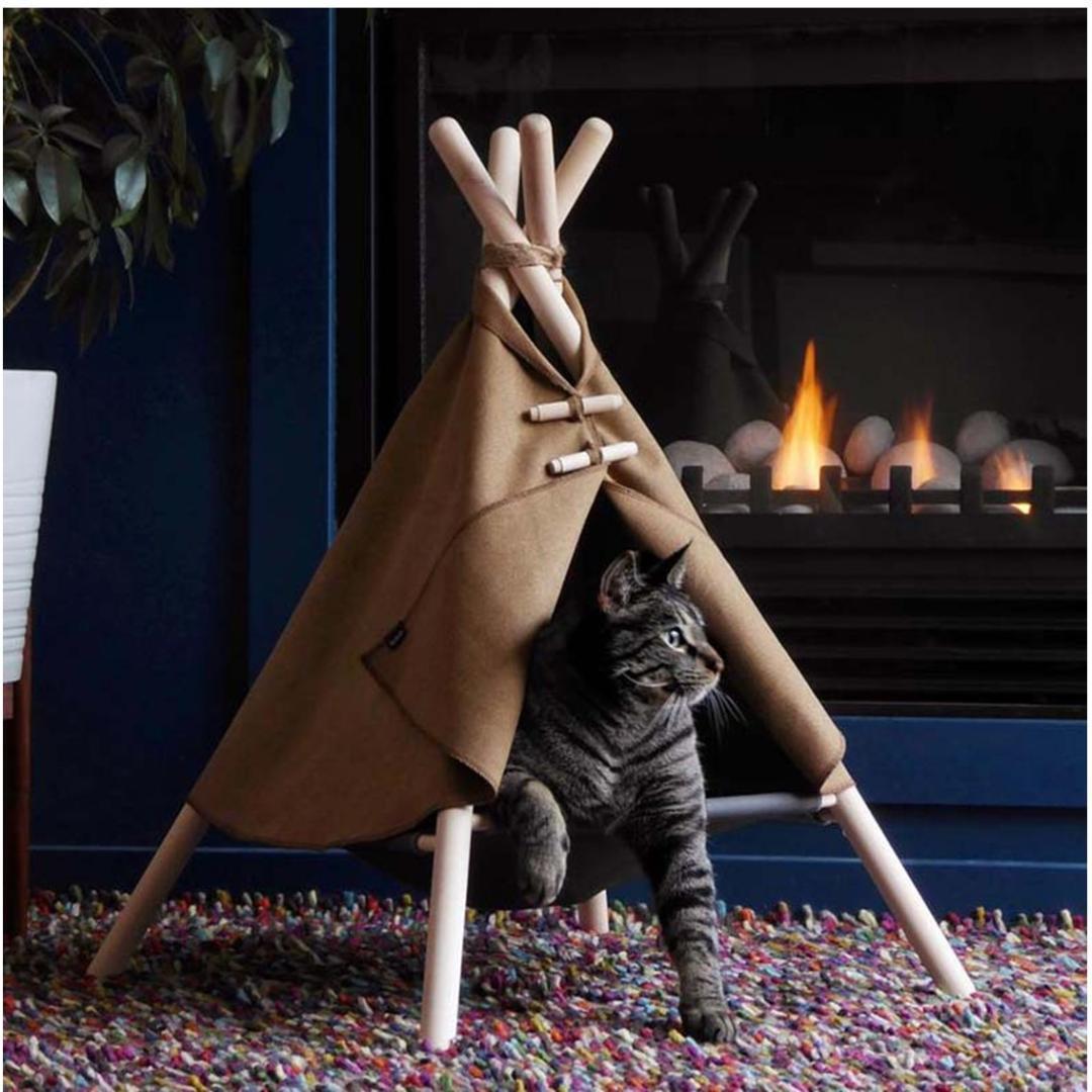 グレー　ペットハウス おしゃれ　ティピーテント ハンモック式 犬 猫 06