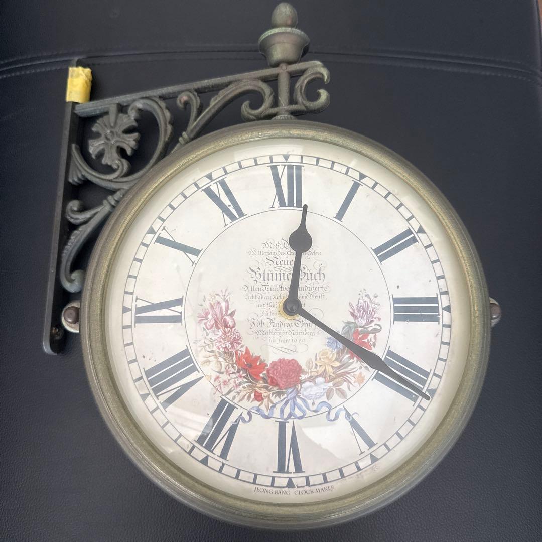 真鍮クラシカル 両面ウォールクロック 壁掛け時計