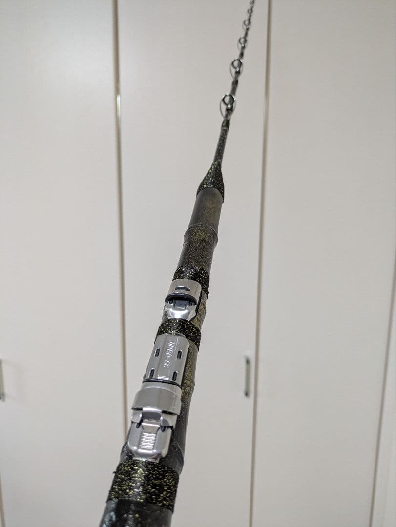 伊勢海老竿　穴釣り　テトラ釣り　布袋竹　和紙　ハンドメイド　ブラック