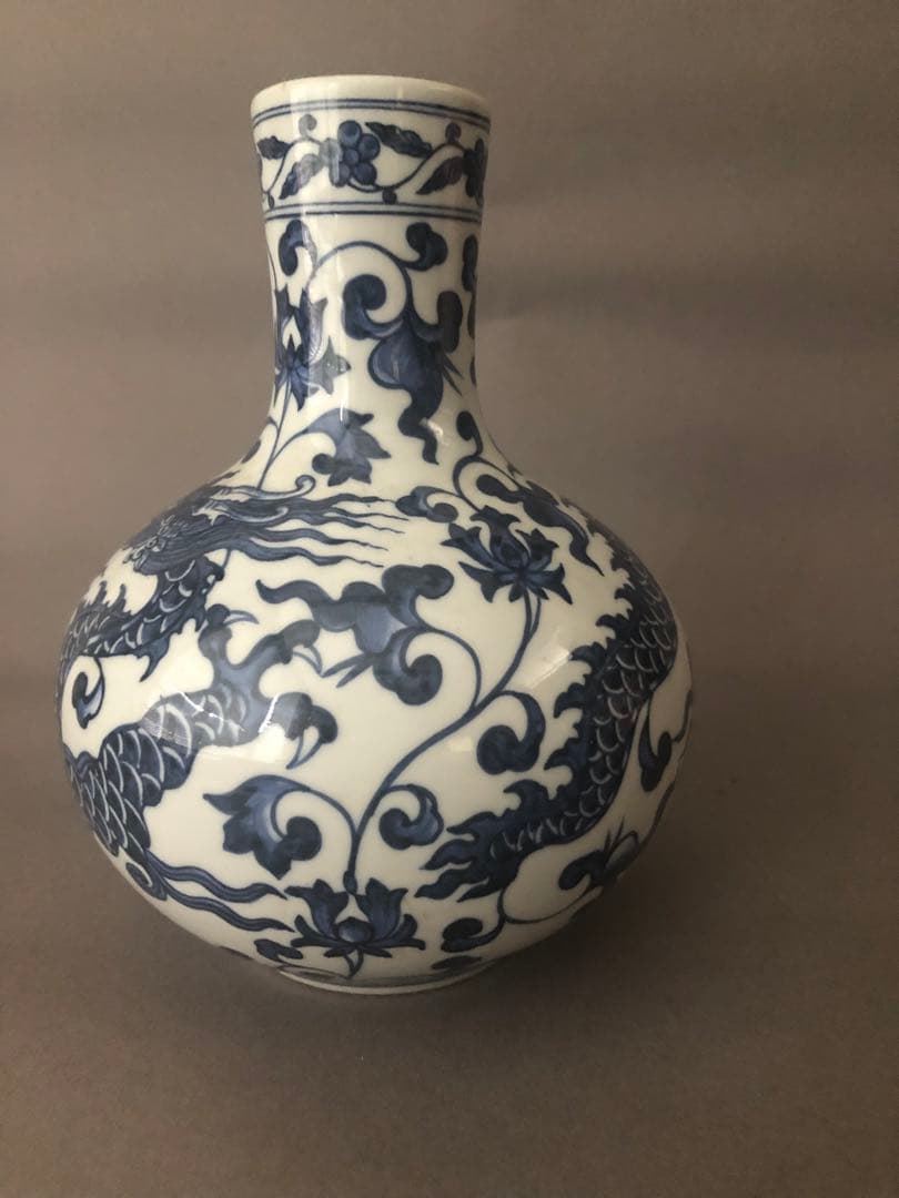 中国陶器　雲龍文花瓶 壺