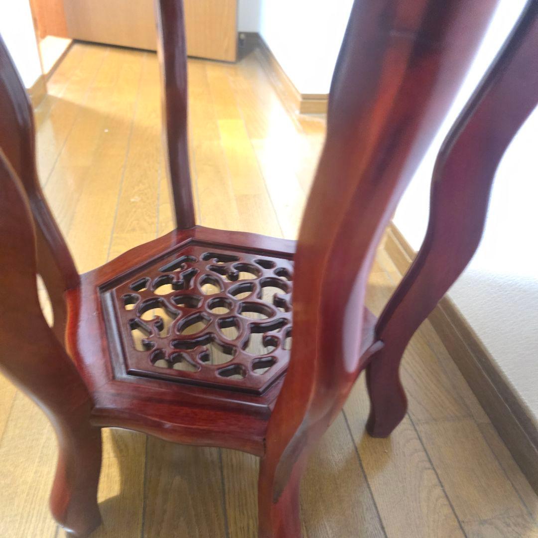 107【アンティーク】花梨 李朝様式 花台 盆栽卓 高卓 飾り台 猫足【匿名配送