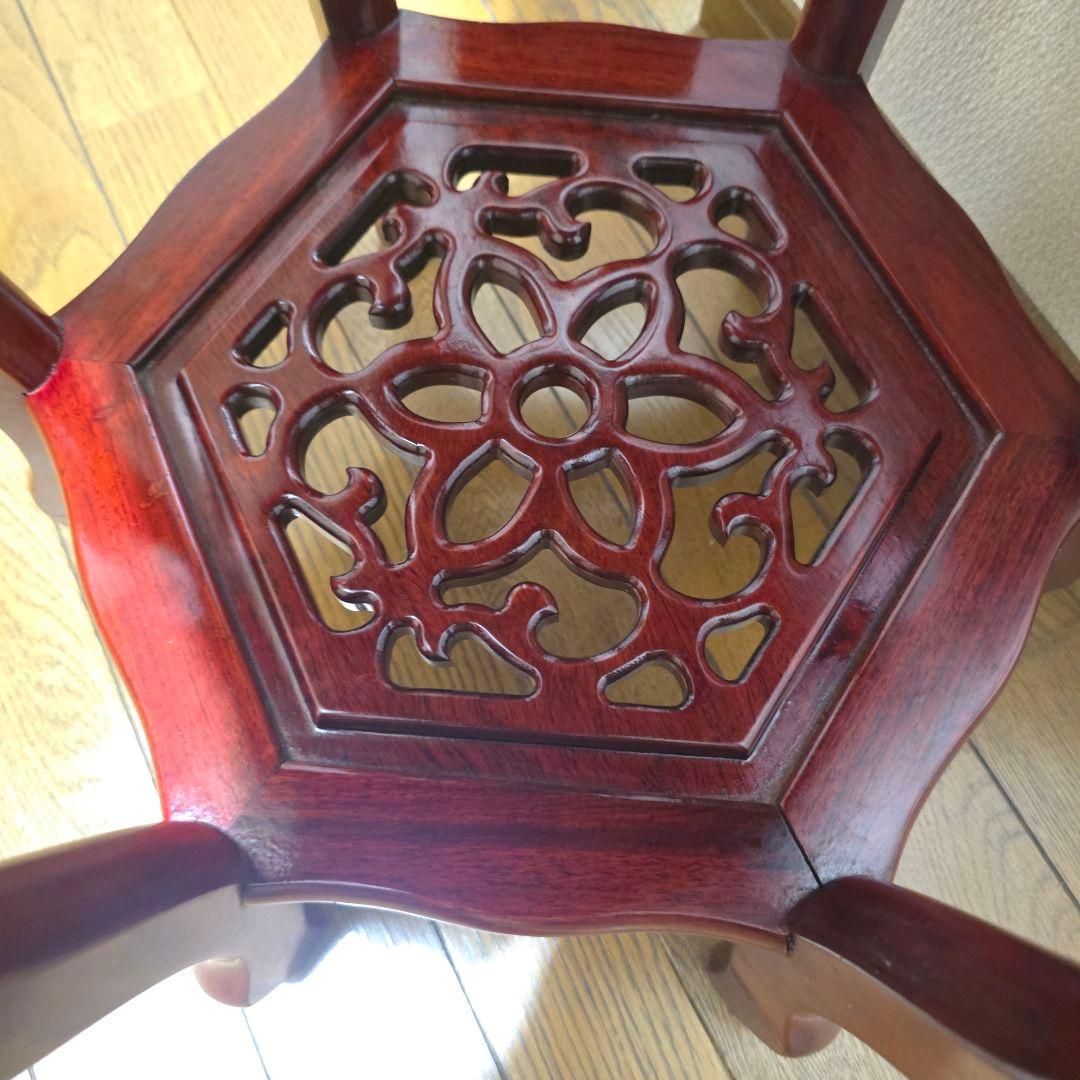 107【アンティーク】花梨 李朝様式 花台 盆栽卓 高卓 飾り台 猫足【匿名配送