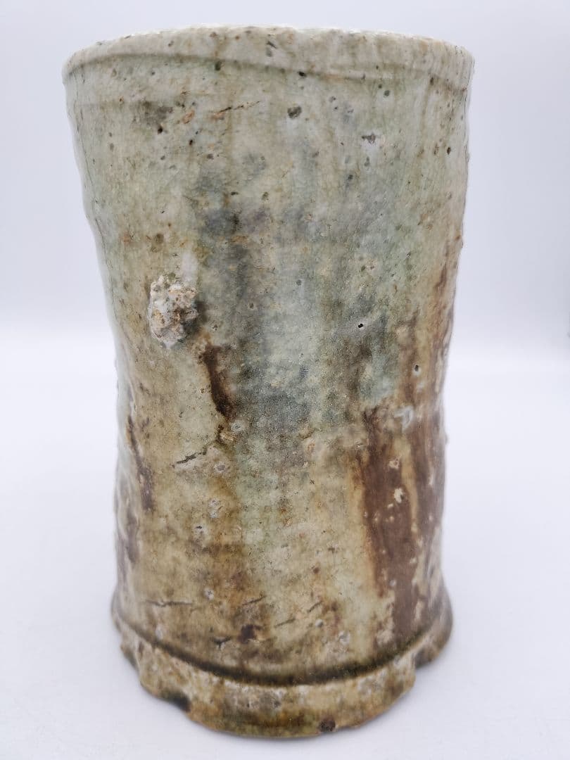 b46 花入 仿伊賀 旅枕 高橋楽斉 木箱 茶道具 古物 掛置両用