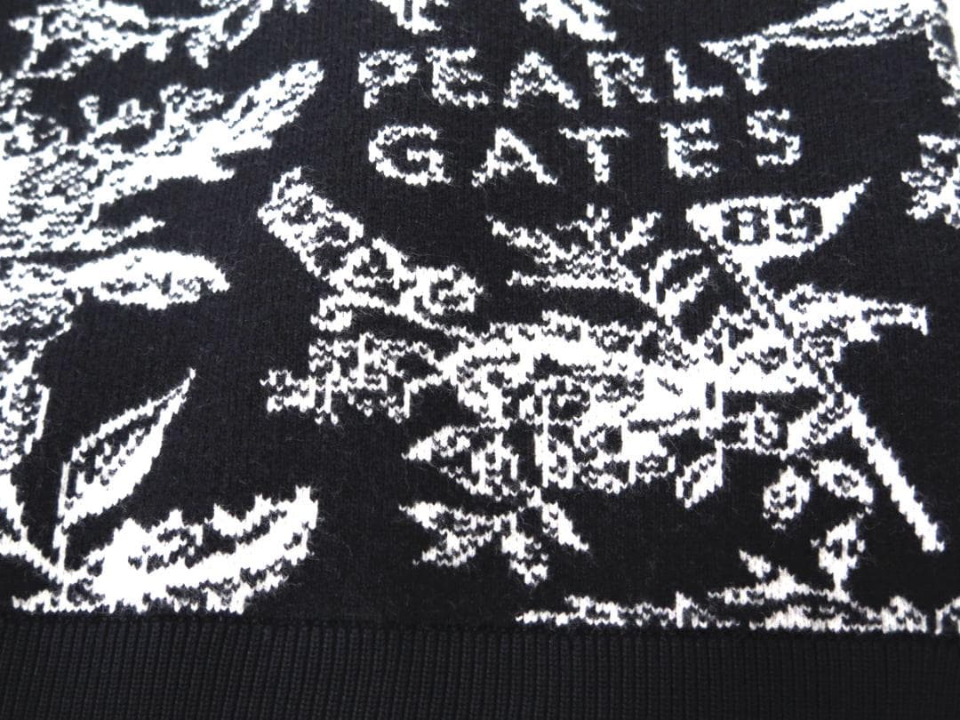 新品● パーリーゲイツ ●ウォームコットン 花柄 ニットスカート　濃紺/M