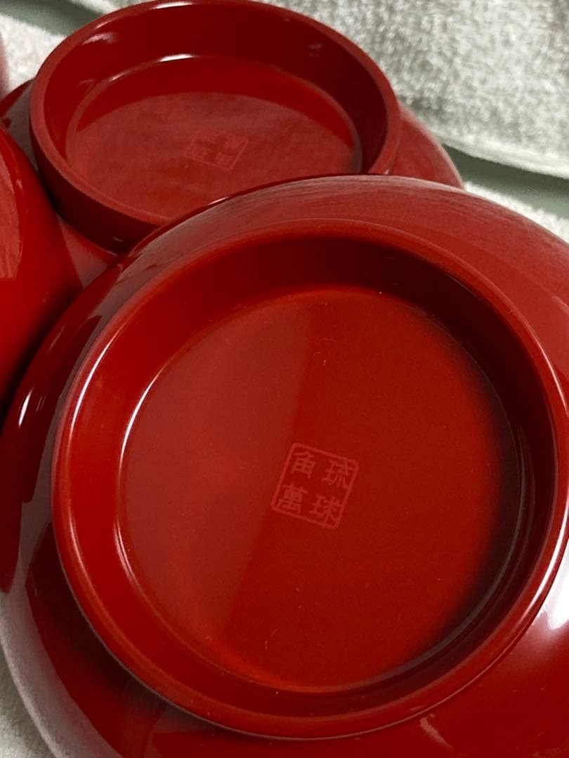 z*o様 新品未使用　琉球最古の老舗　角萬漆器　漆器 朱色　お椀　5個セット