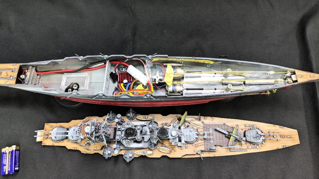 フジミ製・高速戦艦榛名1/350　RC改（防水アンプ、プロポ、受信機付属）