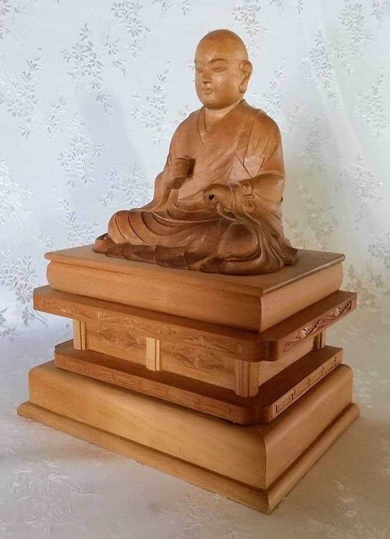 僧形坐像 善導大師坐像 #075 ◆白檀 木彫 仏像