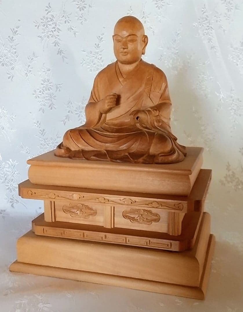 僧形坐像 善導大師坐像 #075 ◆白檀 木彫 仏像