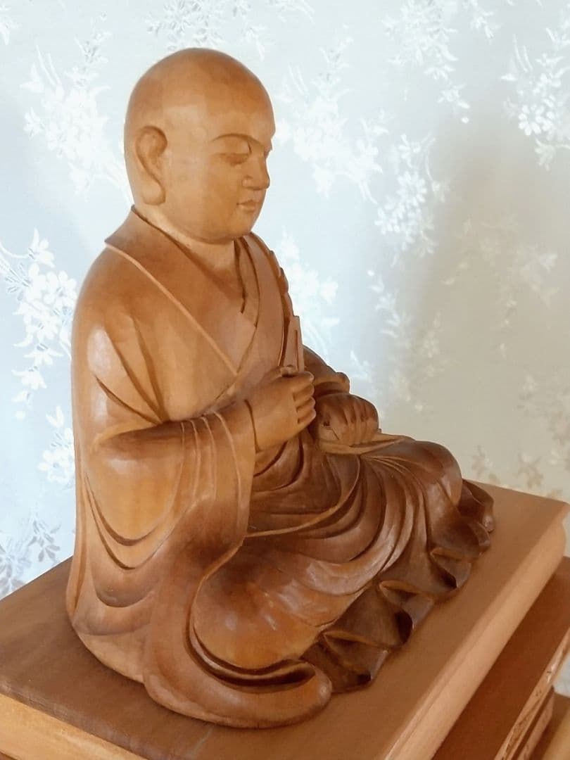 僧形坐像 善導大師坐像 #075 ◆白檀 木彫 仏像