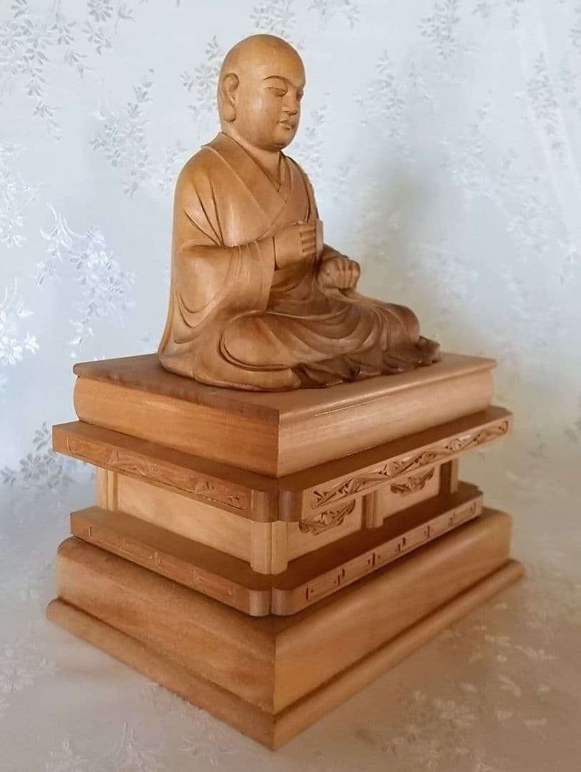 僧形坐像 善導大師坐像 #075 ◆白檀 木彫 仏像