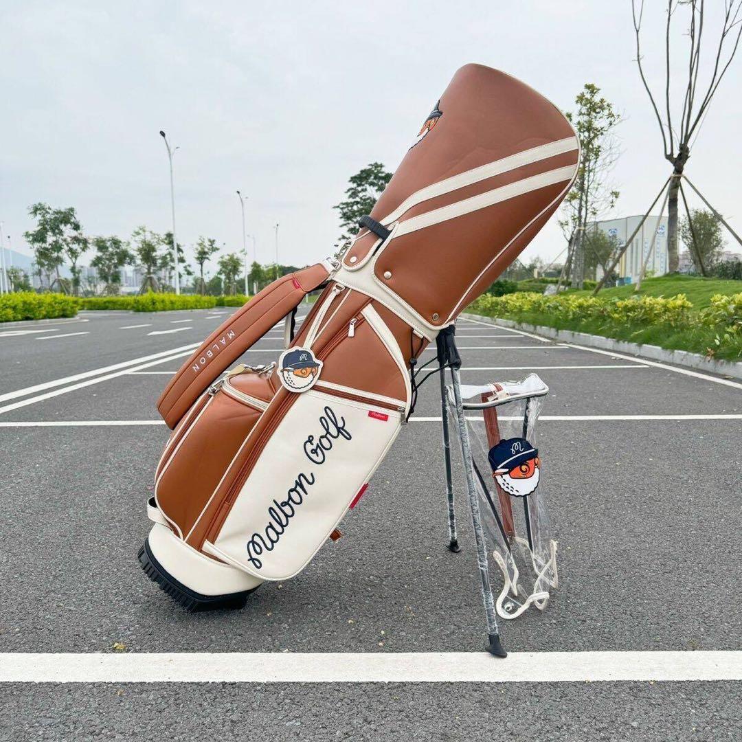 マルボンゴルフ malbon キャディバッグ  スタンド型バッグ ブラウン