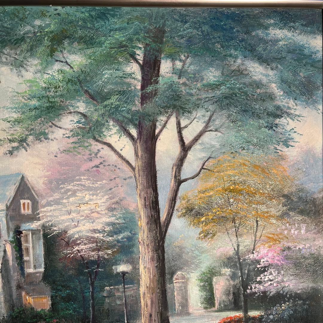 手書き油絵 パリの郊外の風景 絵画 インテリア 油彩画