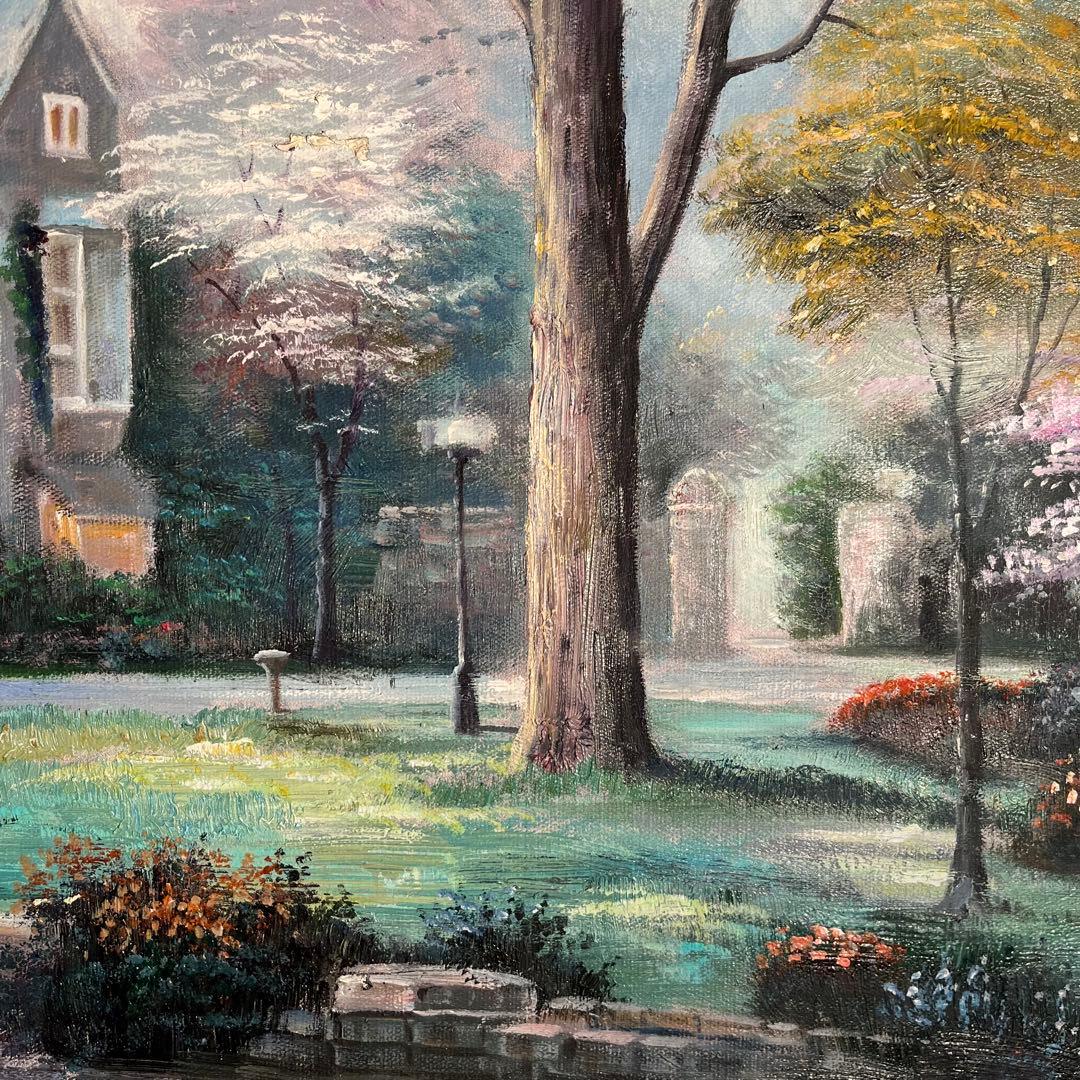 手書き油絵 パリの郊外の風景 絵画 インテリア 油彩画