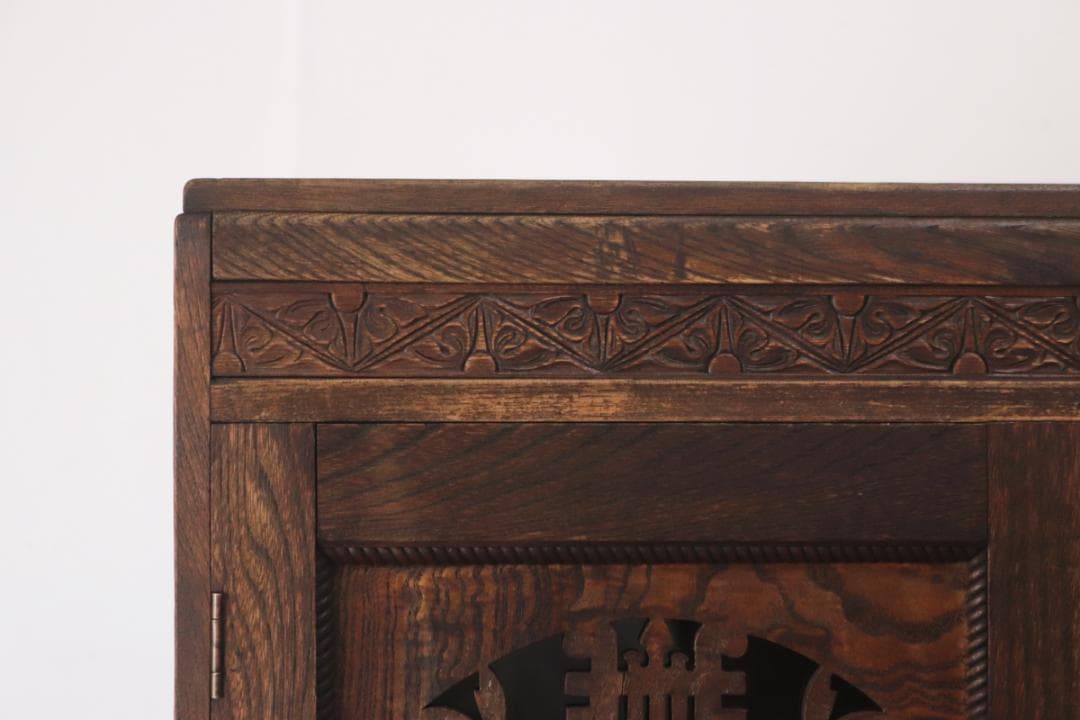 レトロ 小振り ガラスキャビネット 本箱 収納 ラック 引き出し 抽斗 2杯