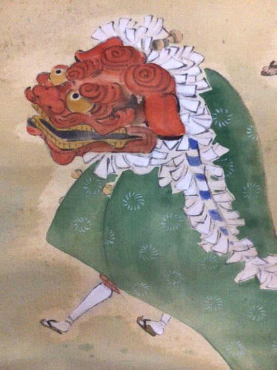 掛け軸　獅子舞　共箱付き。。。