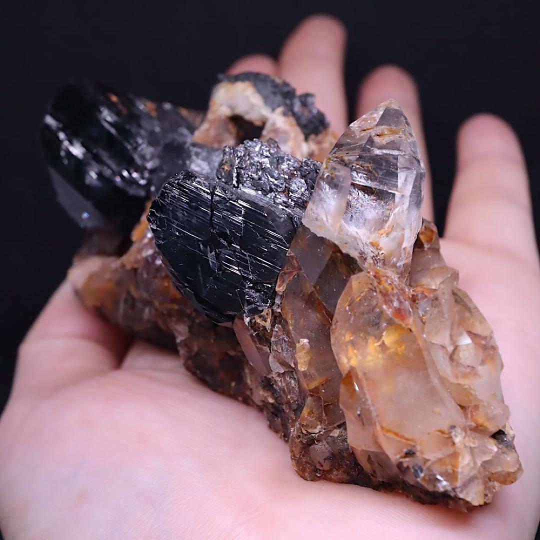 鉄マンガン重石 鉄重石 クォーツ 水晶 344g OTH006 天然石 原石