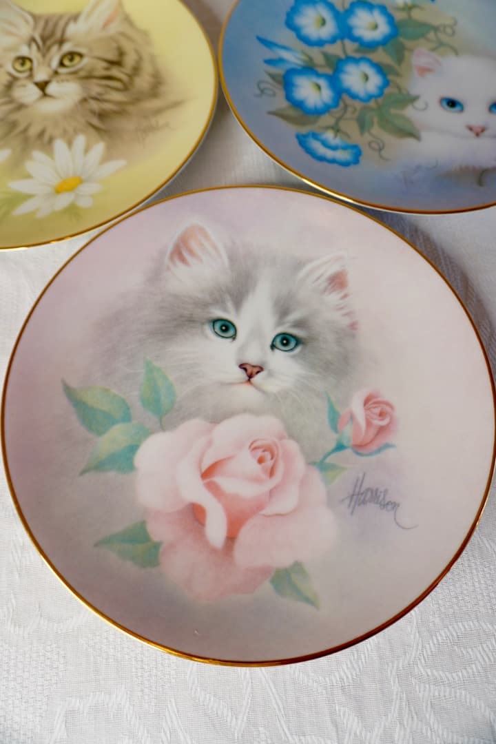 イギリス ヴィンテージ 猫 絵皿 3枚セット コレクションプレート
