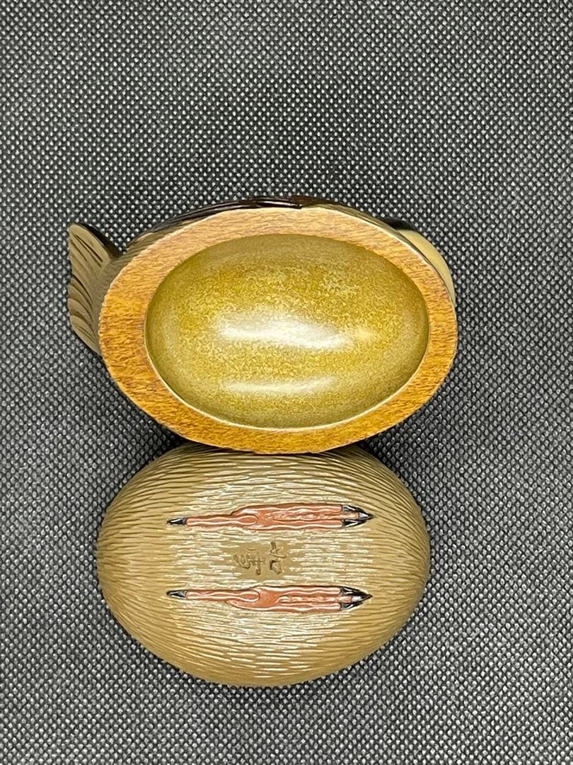 【茶道具】 篠原如雪　雀香合　共箱　細密彫刻、讃岐彫