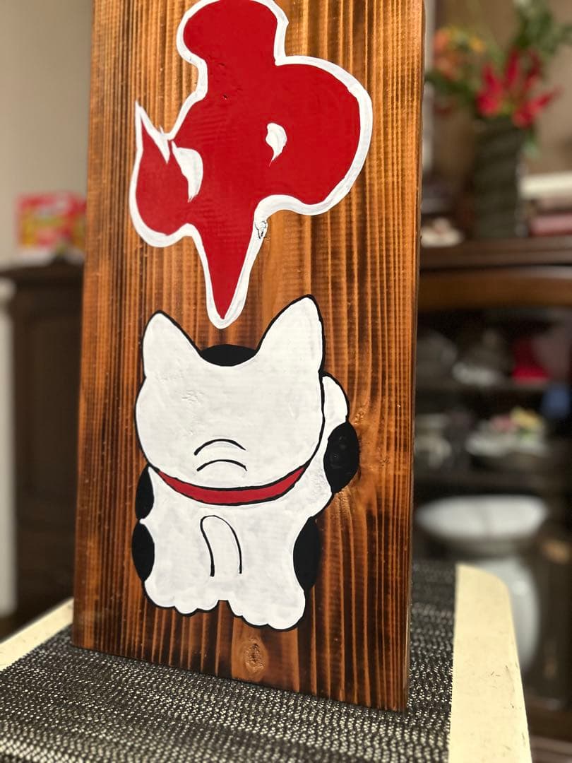 木製看板　招き猫　送料無料　和風筆文字天然木蕎麦拉麺居酒屋贈答品開店祝