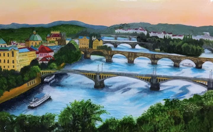 油絵「プラハの橋」原画　M10号