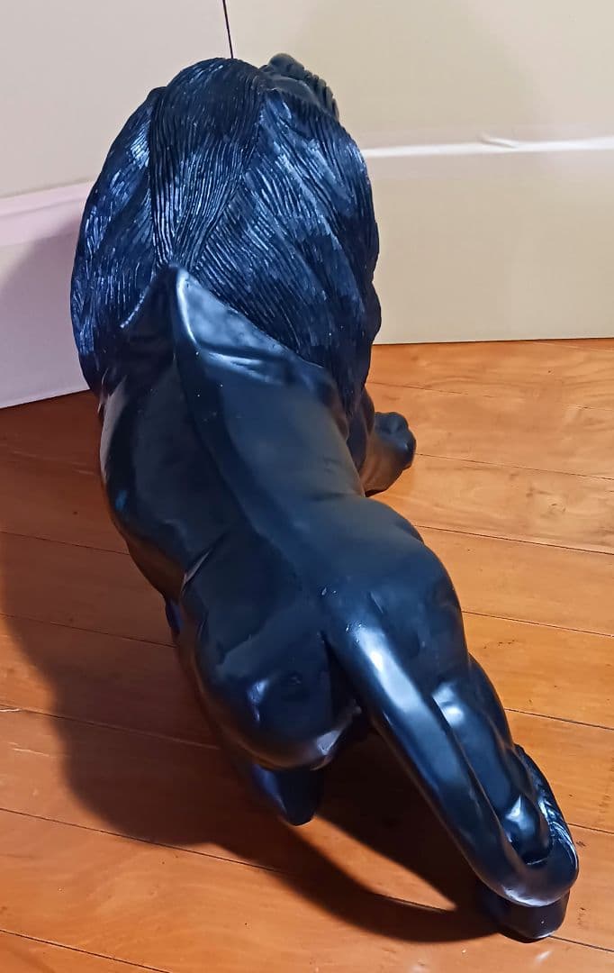 特大置物 木製 ライオンのオブジェ 高さ44cm 長さ63cm 重さ22kg