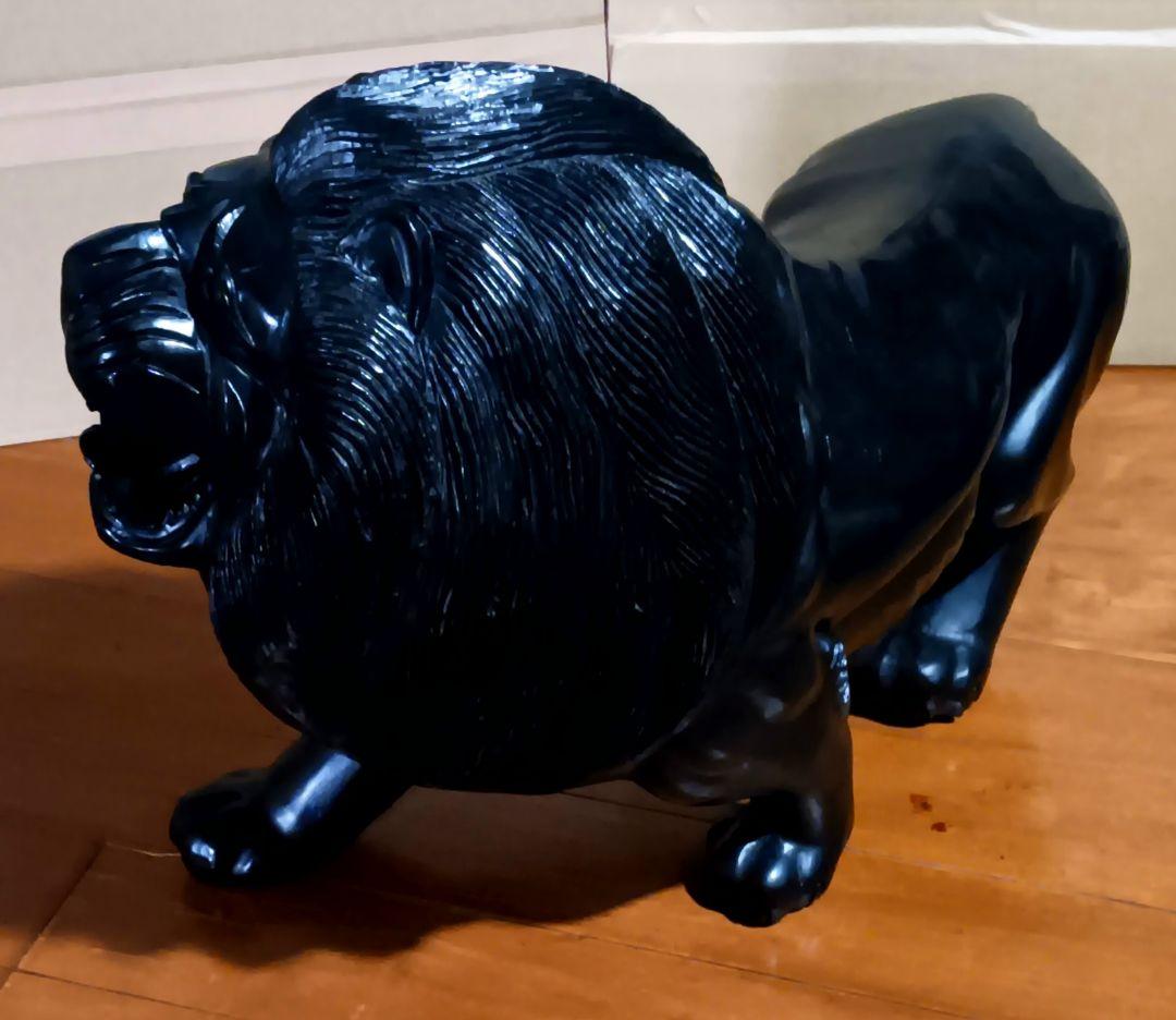 特大置物 木製 ライオンのオブジェ 高さ44cm 長さ63cm 重さ22kg